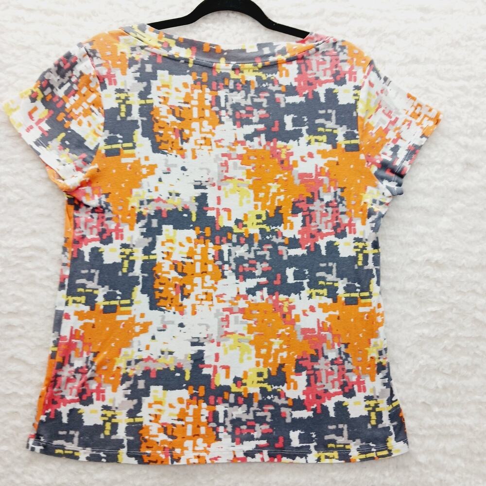 T-Shirt Woman Graphic Top Whimsycore Casual Soft Girl Geo Patchwork Gold Size XL - Picture 2 of 8